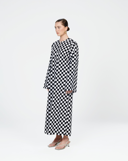 Checkered Kaftan in Black