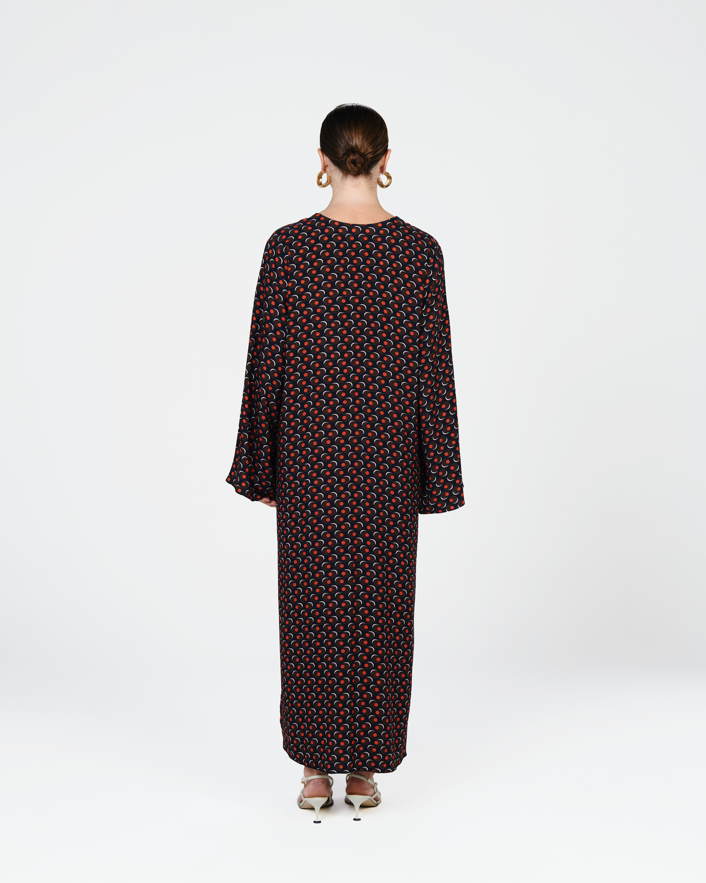 Nissa Logo Print in Black & Red Kaftan