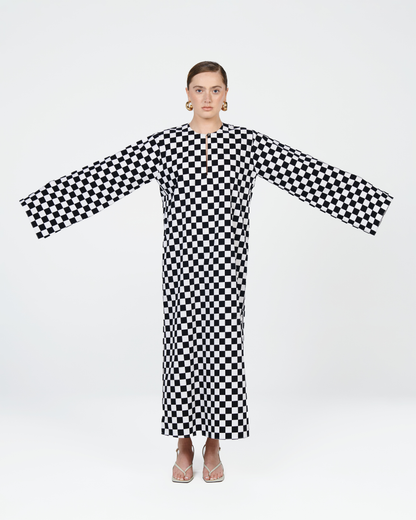 Checkered Kaftan in Black