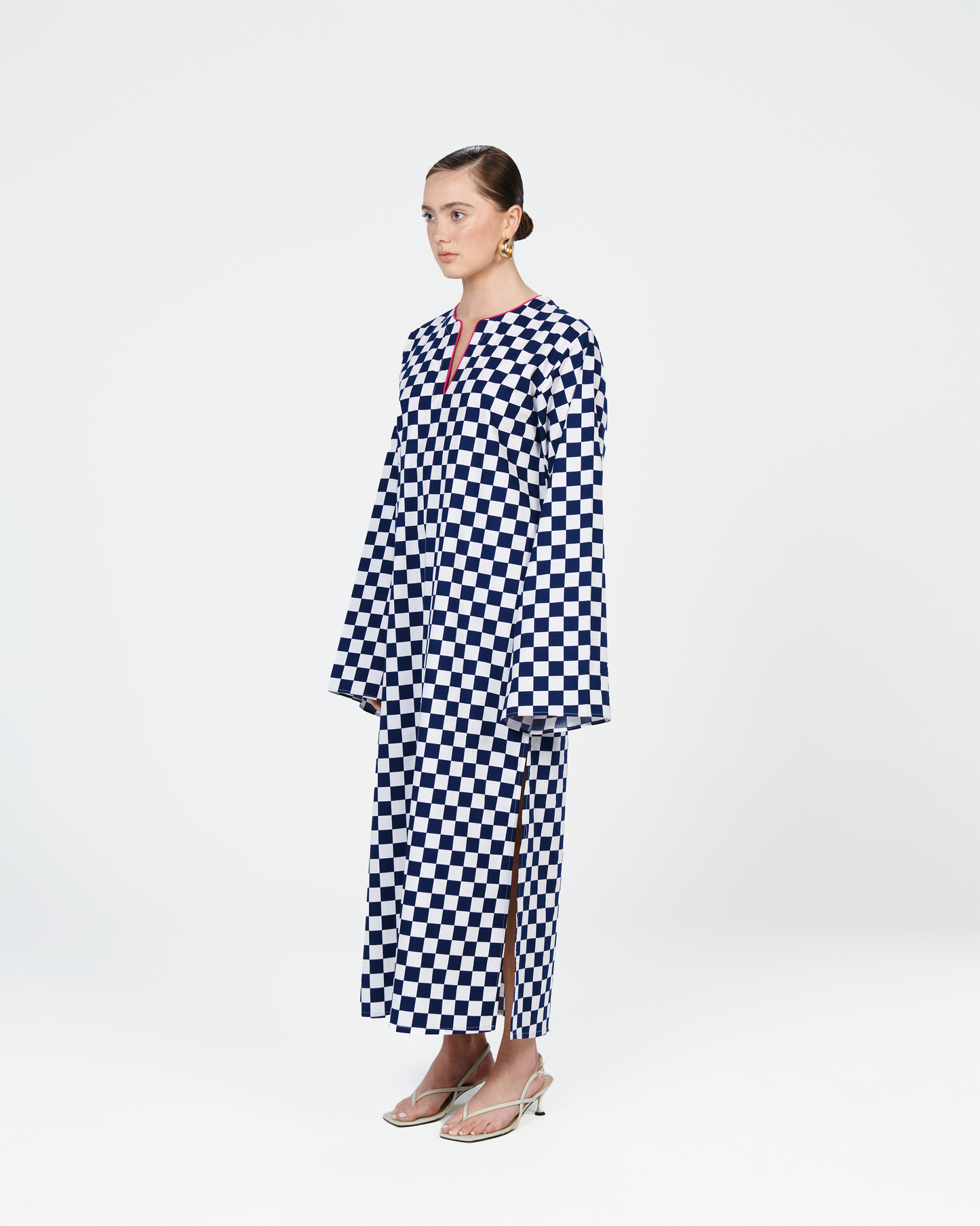 Checkered Kaftan in Blue